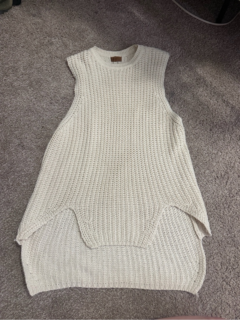 POL Cream Knit Sleeveless Sweater Tunic